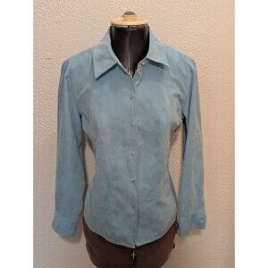 Talbots Petites Womens M Faux Suede Lightweight Shirt Jacket Shacket Long Sleeve